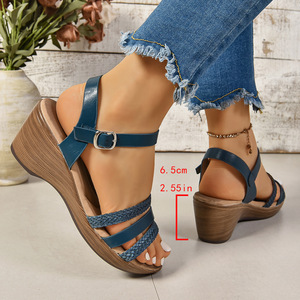 Women Open-toe Thick-soled Platform <b>Sandals</b> Summer New Casual Wedge Roman <b>Sandals</b> - Product Image 4