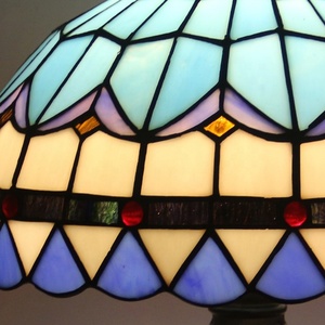 LongHuiJing 12Inch Blue Stained Glass Dome LED Desk Lamp Retro Handmade Zinc Alloy Base Mediterranean 2700K Warm White Flexible - Product Image 4