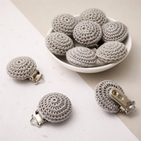 Attache-tétine bébé en crochet avec boule, en coton tricoté, pour 0-12 mois, écologique et sans BPA, vente en gros, faible MOQ