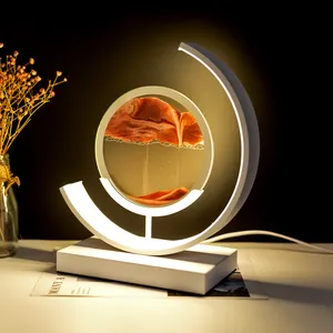 Modern Moving Dynamic clessidra Quick Sand Art LED Quicksand Painting lampada da tavolo 3D Sahara Sands of Time Light Flowing Lampe