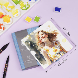 XinyiArt 100% Coton, Bloc de papier <span class=keywords><strong>aquarelle</strong></span> pour artiste, 24 feuilles, 300 g/m², <span class=keywords><strong>Bleu</strong></span>, pour peinture et <span class=keywords><strong>dessin</strong></span>, journal, papier à pression froide - Product Image 5