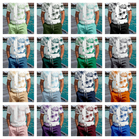 Ensemble décontracté classique rayé pour homme, t-shirt et short tropicaux en tissu seersucker respirant, ensemble d'été 2 pièces à manches courtes