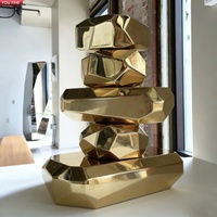 Sculpture géométrique empilée en acier inoxydable doré Art Déco YOUFINE pour la décoration commerciale moderne