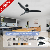 1stshine ventilador de techo de 52 pulgadas motor dc de madera decorativa led control remoto ventilador de techo