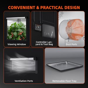 Spider Farmer 4x2x5ft 120x60x150cm 1680D Espesar Mylar Lona Interior Hidropónico Habitación oscura 2x4 Tienda de cultivo para propagación - Product Image 5