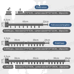 Porte-vêtements pliant mural peu encombrant tringle à cintre rétractable étendoir à linge pour la maison - Product Image 6