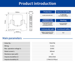 อุปกรณ์ป้องกันไฟกระชาก CHENZHU รุ่น T-24-L3 สำหรับสัญญาณ (24 โวลต์; 3 สาย; รองรับกระแสไฟฟ้าเข้า=20kA) ผลิตในประเทศจีน 7066382 - Product Image 4