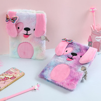 Agenda 2024 A5 con Diseño de Perro de Peluche, Cuaderno de Peluche Suave y Esponjoso, Diario Secreto para Niñas con Candado para Regalo