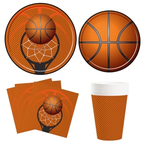 ชุดอุปกรณ์จัดงานปาร์ตี้บาสเก็ตบอล DAMAI จาน ช้อนส้อม ผ้าเช็ดปาก ชุดอุปกรณ์บนโต๊ะสำหรับวันเกิด สำหรับวัยรุ่น เด็กชาย ของตกแต่งงานปาร์ตี้ - Product Image 1