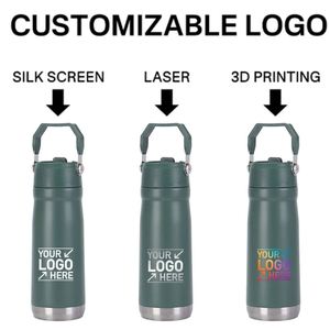 Custom Vacuum Insulated Stainless Steel Outdoor Sport Water Bottle 22oz <b>18</b> oz Water Bottle With Straw Lid and Portable Handle - Product Image 5