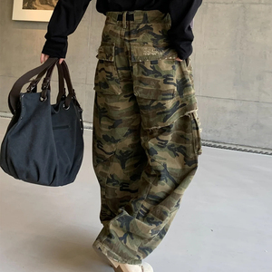MC BUILD Produttore di <span class=keywords><strong>Jeans</strong></span> Personalizzati Design con Grandi Tasche Camouflage <span class=keywords><strong>Jeans</strong></span> Cargo Baggy in Denim Grezzo di Alta Qualità - Product Image 2