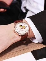 Montre automatique LONGLUX, style élégant, vente en gros, montres mécaniques squelette, cadran romain, étanche, montre homme, cadeau pour homme
