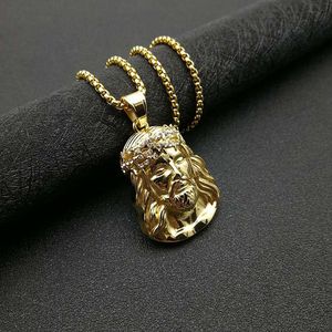 2026 Europese en Amerikaanse mode hiphop roestvrijstalen 18K gouden diamant afbeelding hanger religieuze sieraden ketting met ketting - Product Image 4