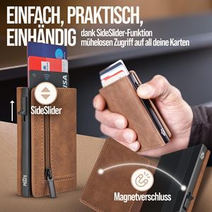 Tri Fold Magnetic Card <b>Holder</b> For Men Dark Brown Genuine Leather 5 Inch RFID Protection <b>Wallet</b> Everyday Use - Product Image 3