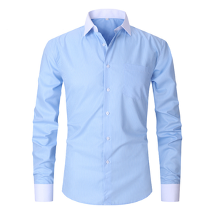 Camicia da uomo a righe da lavoro Anti-rughe a maniche lunghe stile Casual primavera estate abbigliamento uomo - Product Image 1