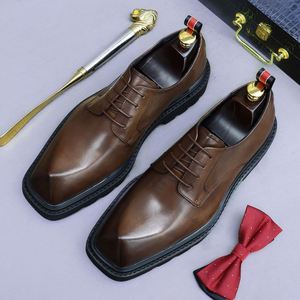 Chaussures habillées décontractées de luxe pour hommes 2025, en cuir brillant, à lacets, bout pointu, antidérapantes et respirantes - Product Image 3