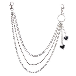 Chaîne de pantalon multicouche en métal avec pendentif cœur en alliage de zinc, chaîne de taille Hip Hop pour usage quotidien - Product Image 5