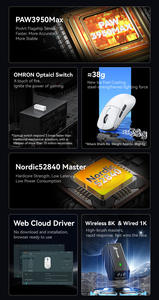 Ratón Inalámbrico PAW3950 Attack Shark R6 Tri-Modo 8K, Ligero, Interfaz USB de 2.4GHz, Retroiluminación LED, Orientación para Mano Derecha, en Stock - Product Image 5