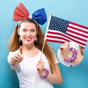Decoración de fiesta, 12 piezas, 4 de julio, pulsera Patriótica con cuentas, <span class=keywords><strong>Independencia</strong></span> de EE. UU., pulseras del 4 de julio para mujer - Product Image 6