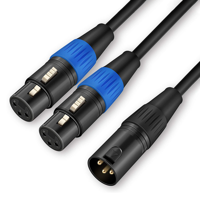 Custom Packaging XLR Splitter Cable 1 Male XLR to Double Dual 2 XLR Female 1M 1.5M 2M 3M 5M 8M 10M Speaker Cable