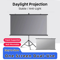 Écran de projection avec support simple - 4K HD 16:9, utilisable en intérieur/extérieur pour le cinéma, le bureau, les fêtes dans la cour, écran de cinéma