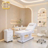 Table de Cosmétologie Blanche avec Appui-tête Amovible et Supports Latéraux pour Studio de Tatouage et Extensions de Cils
