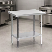 Mesa de Trabajo Comercial de Acero Inoxidable 304/201 con Estante para Horno de Pizza al Aire Libre, Cocina, Lavandería, Garaje