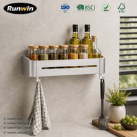 Étagère de rangement de cuisine en profilé aluminium noir mat de luxe, organisateur de placard, support pour huile d'olive et pots à épices, fabricant OEM ODM