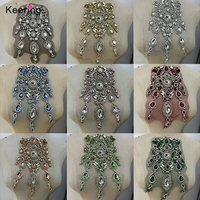 WDPE-099 Patch brodé personnalisable fait main avec grandes pierres et mini-appliques en strass pour costume, vêtements et chapeau