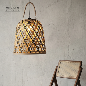 Lámpara de Bambú Tejida con Diseño Hueco <span class=keywords><strong>Merlin</strong></span> Living, Estilo Wabi Sabi y Pastoral, Venta al por Mayor de Fábrica Chaozhou, OEM/ODM - Product Image 2