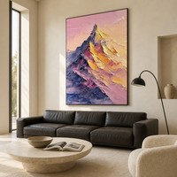 Peinture à l'huile sur toile faite à la main, grand format, luxe léger, prête à accrocher, vente en gros, pour entrée, collection Montagne enneigée