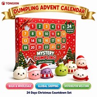 Calendrier de l'Avent Squishy de Noël 24 Jours TONGXIN – Boîte Mystère Squishy en Forme de Dumpling pour Compte à Rebours – Cadeau Idéal pour le Stocking Stuffer – Lot en Gros