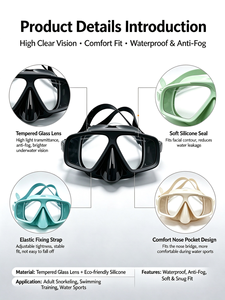 Masque de plongée unisexe 2027 à large champ de vision, léger, avec lentille en verre trempé HD pour la plongée et le snorkeling - Product Image 4