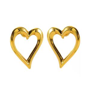 Pendientes de Corazón Grande y Lindos de Acero Inoxidable Chapados en Oro de 18k, Pendientes de Declaración, Pendientes Lisos de Amor - Product Image 2
