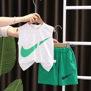 2025 nuovo completo gilet alla moda sottile estivo da ragazzo senza maniche e pantaloncini per abbigliamento sportivo per bambini - Product Image 5