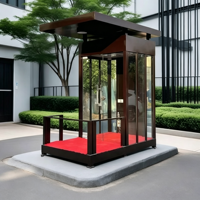 Cabine de sécurité extérieure personnalisée en verre, poste de garde concierge, poste de sentinelle étanche, cabine de réception préfabriquée pour portail d'hôtel