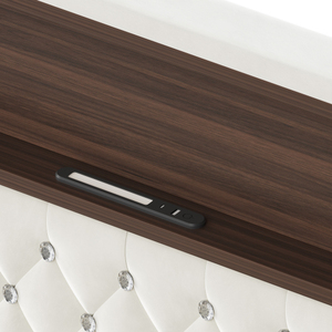 <b>Queen</b> <b>Size</b> Modern Convertible Velvet Tufted Soft <b>Bed</b> Frame with USB Port Night Light 52" High Headboard with Rivet Decoration - Product Image 6