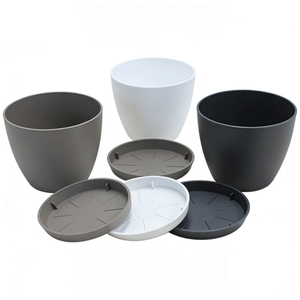 Plafarm JWPL0044 Plateau rond en plastique gris foncé pour pot de fleurs, soucoupe anti-goutte, pour plantes d'intérieur et d'extérieur, jardin, balcon, récupération d'eau - Product Image 1