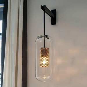 Moderno de pared de vidrio lámpara de latón de oro moderno led luz de pared accesorios para la decoración del hogar - Product Image 6