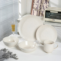 Offre Spéciale de restaurant nordique, assiette à pâtes ronde, bol, vaisselle, ensemble de table en céramique blanc mat texturé