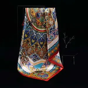 High Quality Light Soft Material Silk bandana Custom Printed Plain Satin Scarf