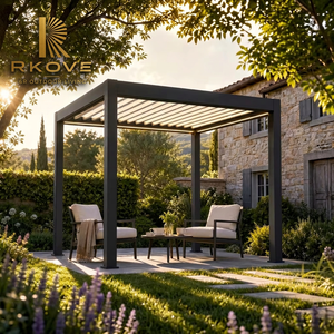 Pérgola de Aluminio Resistente de Primera Calidad RKOVE RK-S1 de 3*3m con Techo de Láminas Motorizadas y Luz LED, Gazebo para Jardín Exterior - Product Image 1