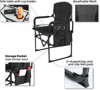Chaise de camping Chaise de directeur portable légère avec table d'appoint pour pique-nique en plein air