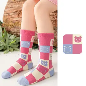 Autumn Kids 3 Pair Pack Cartoon Comfortable Girls Cotton Crew Socks