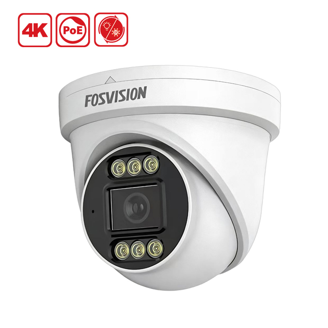 Fosvision 4K 8MP Ip Poe Camera Indoor Full Color Night Vision Cctv Dome Camera for NVR System with Audio