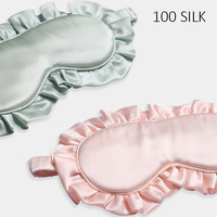 Masque de sommeil 100% Soie de Mûrier Style Floral 19mm Confortable avec Dentelle et Volants Princesse
