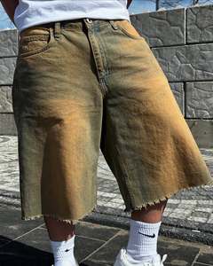 Street Fashion Casual Skater Boy Jorts Wash Whisker Fade Denim <strong>Jeans</strong> Wide <strong>Leg</strong> Half Pant Bottom <strong>Short</strong> Baggy Designer <strong>Jeans</strong> - Product Image 3