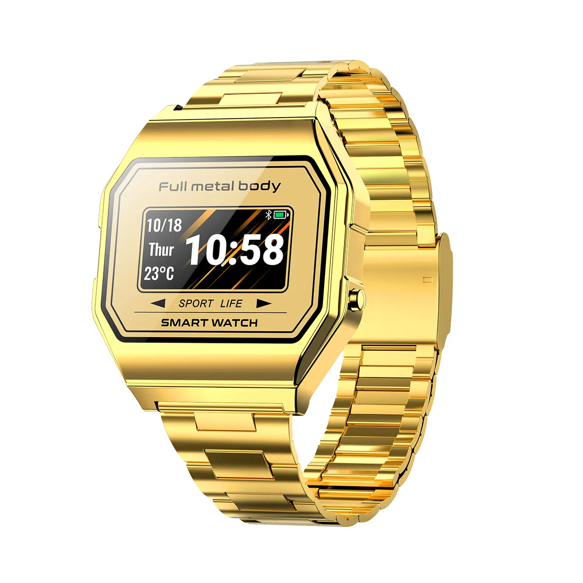 लक्जरी सोने की घड़ी फैशन स्टील बेल्ट डिजिटल स्मार्ट घड़ी जीपीएस कई खेल मोड लंबी बैटरी जीवन स्मार्ट घड़ी KW18