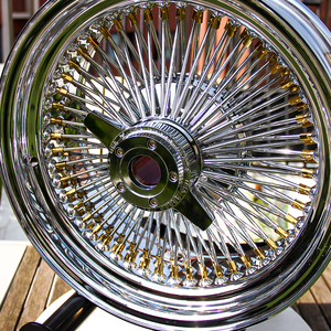 JZR109 Rueda de alambre de radios personalizada de 17 pulgadas Pulido Cromo Oro/Plata para Old <span class=keywords><strong>Cadillac</strong></span> Lowrider Vintage Car - Product Image 2