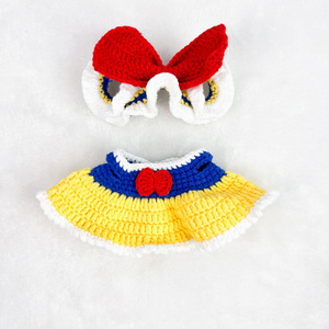 Robe de princesse en crochet fait main Blanche-Neige pour poupée, grand nœud rouge, accessoires de vêtements mignons, plusieurs couleurs - Product Image 5